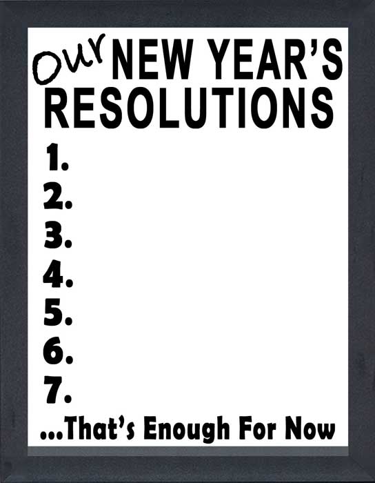 Our New Year's Resolutions White EraseBoard
